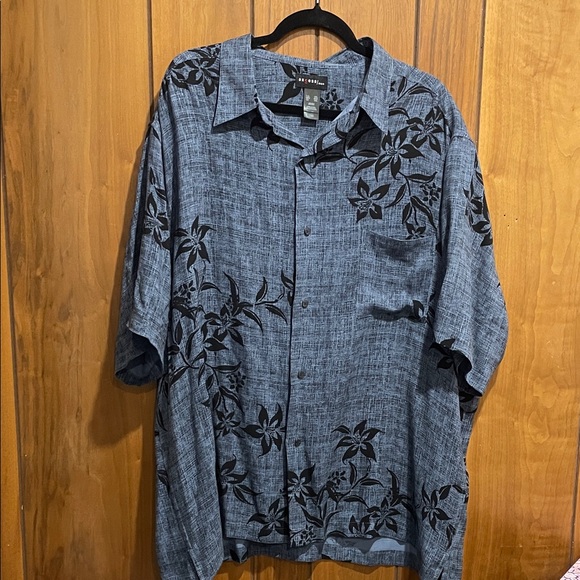 Cubavera Blue and Black Floral Casual Shirt - Picture 1 of 3